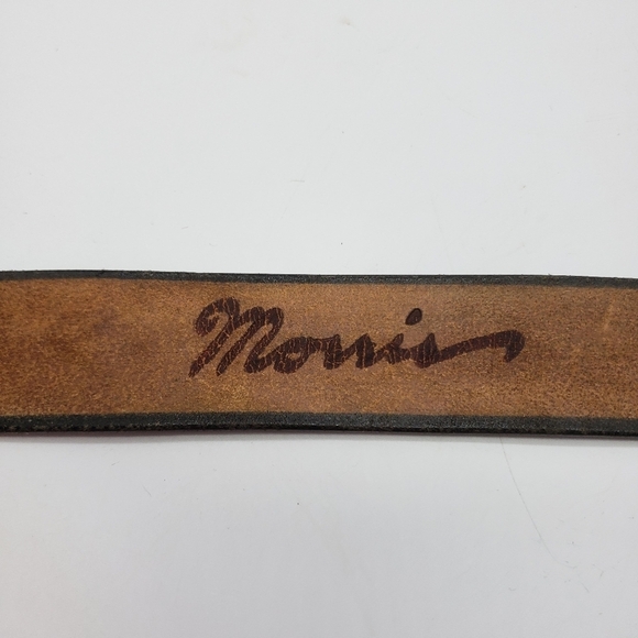 Vintage Artisan handmade belt women 30 brown embossed tooled vine leaf pattern - Picture 12 of 15